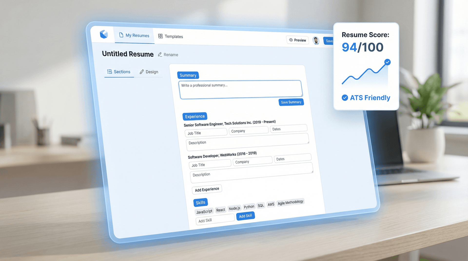Resume Builder with RRS Breakdown